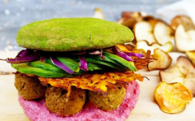 Vegan Falafel Matcha Burger By Urban Raw Nutritionist