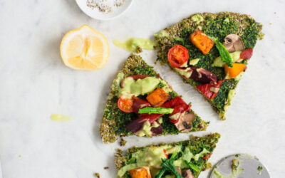 Matcha Cauliflower Based Pizza With Kale Pesto