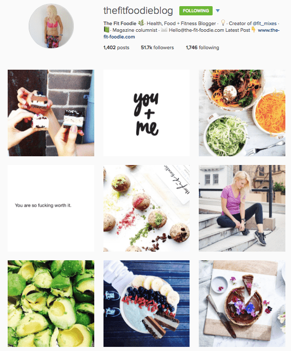 Fit Foodie's Instagram profile