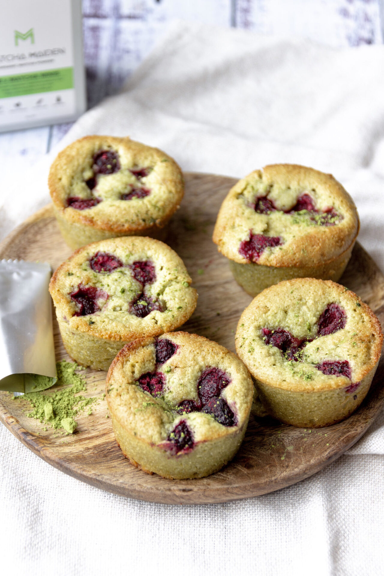 Vegan GF Matcha & Raspberry Friands Matcha Maiden