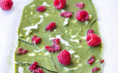 Vegan Matcha & Raspberry Chocolate Bark