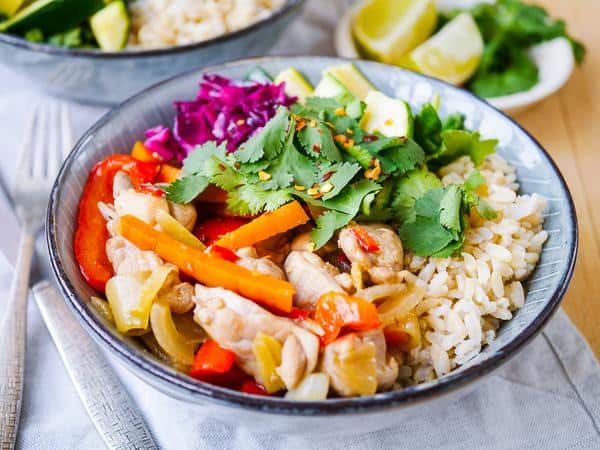 Chilli Ginger Chicken Rice Bowl