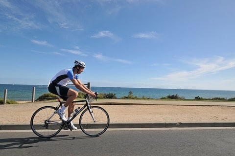 cycling on beach road
